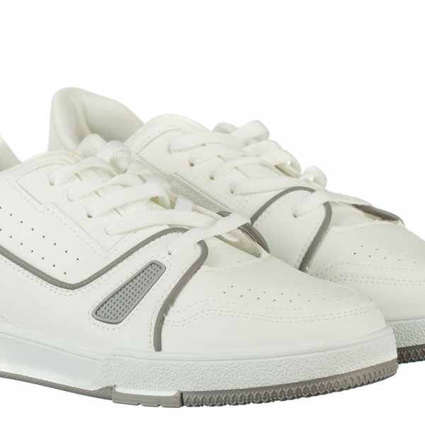 Ανδρικά αθλητικά παπούτσια λευκά από οικολογικό δέρμα Mezon, 3 - Kalapod.gr